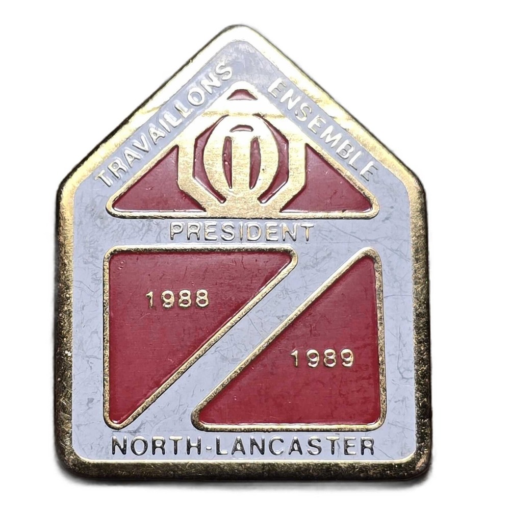 North-Lancaster Travaillons Ensemble 1988-89 President Lapel Vest Hat Pin F15
